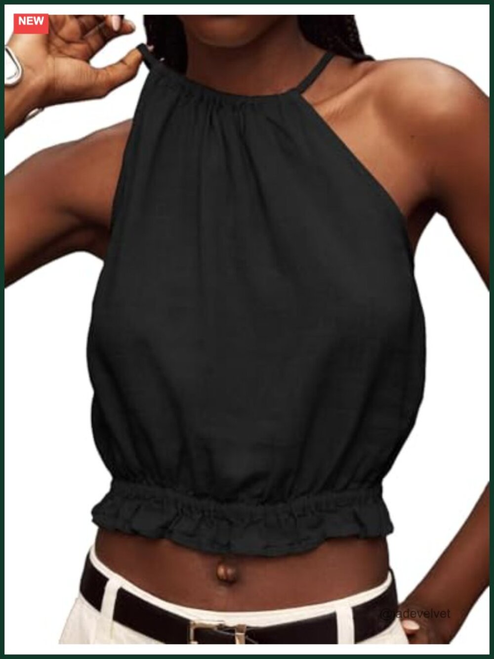Womens Linen Halter Crop Top High Neck Sleeveless Summer Tank Shirt